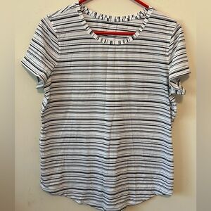 Lululemon Womens Cotton Love Crew Stripe Short Sleeve Tee Black & White Size Med